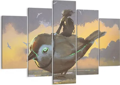 Produktbild von Bild auf Leinwand - Leinwandbild - Fantasie Vogel - 150x100cm - Wand Bild - Wanddeko - Wandbilder - Leinwanddruck - Bilder - Kunstdruck - Wanddekoration - Leinwand bilder - Wandkunst - EA150x100-3933