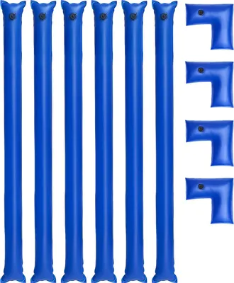 Immagine prodotto di Set di sacchi d'acqua SucceBuy, 6 sacchi di zavorra da 2,4 m di lunghezza e 4 sacchi d'acqua angolari, sacchi in PVC da 0,4 mm di spessore con valvola a tenuta stagna, ideali per fissare le coperture delle piscine in inverno