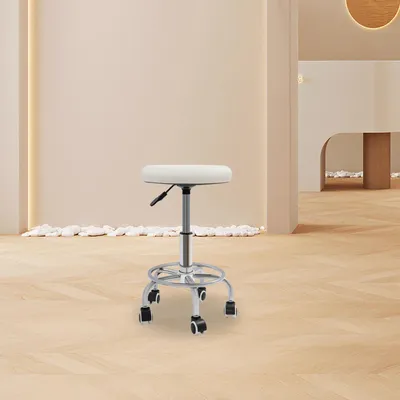 Produktbild von Rollbarer Drehhocker, Runder Rollhocker, Höhenverstellbarer Hocker für Geschäfte, Wohnungen, Büros