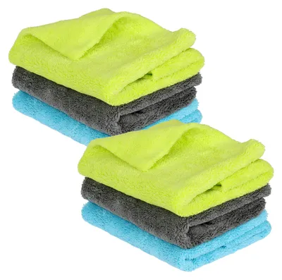 Produktbild von 6 Stück Mikrofasertücher 550GSM 40x40cm in Profiqualität extrem saugstark und weich – fusselfreie Allzwecktücher für Haushalt, Büro und Auto