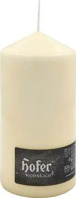 Produktbild von HOFER Blockkerze 1 Stück – Cremefarbene Stumpenkerze Ø 10 x 20 cm – 110h Brenndauer – Tropffrei, Ohne Duft – Wachskerze