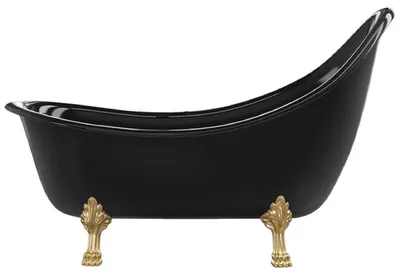 Produktbild von Casa Padrino Jugendstil Badewanne Schwarz / Gold 180 cm - Freistehende Retro Stil Badewanne