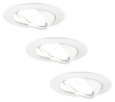 Produktbild von Ledvion 3er Set LED Einbaustrahler Rund Weiss 3W dimmbar Kaltweiss