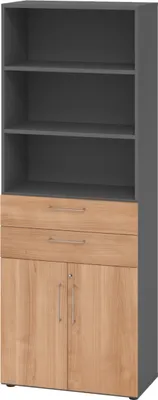 Produktbild von bümö smart Kombischrank - mit Schubladen - Nachbildung: Graphit/Nussbaum