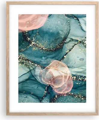 Produktbild von Gerahmtes Poster - Rahmen in heller Eiche - Flüssigkeit Gold Rosa - 40x50 cm - Wand Bild - Wanddeko - Wandbilder - Kunstposter - Wandposter - Bilderrahmen - Bilder - Kunstdruck - P2NPA40x50-4817