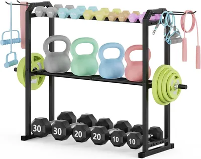 Produktbild von Hantelständer 85 x 32 x 80 cm, 3 Ebenen, Tragkraft 300 kg, verstellbar für Fitnesszubehör