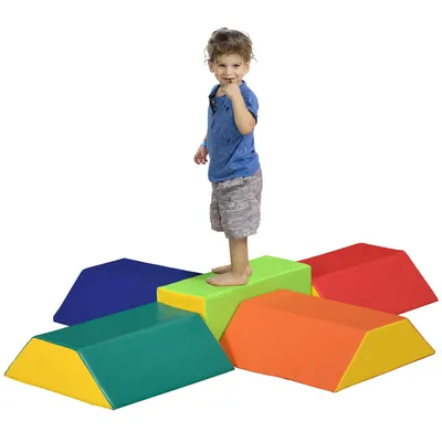 Produktbild von HOMCOM Set mit 5 Schaumstoffblöcken für Kinder von 12–36 Monaten, Konstruktionsspielzeug, Lernspielzeug für Kleinkinder zum Klettern und Krabbeln, 48 x 19 x 48 cm, mehrfarbig