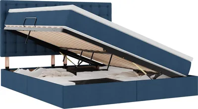 Zdjęcie produktu dla vidaXL Łóżko do przechowywania z materacem Niebieskie 180 x 200 cm Poliester