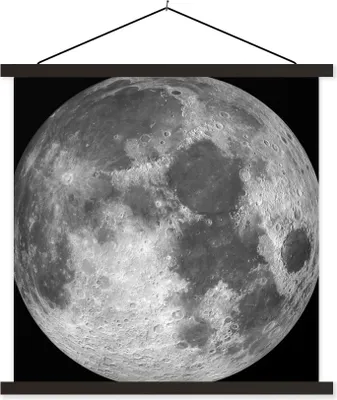 Produktbild von MuchoWow® Textilposter Weltraum - Mond - Nacht 120x120 cm mit schwarzem Rahmen - Aufhängungsset