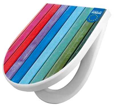 Produktbild von WC Sitz mit Absenkautomatik D Form Motiv Regenbogenfarben [TDW3 12175]