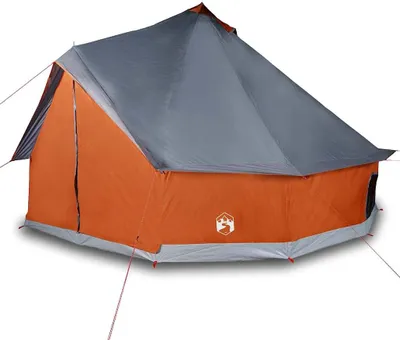 Produktbild von vidaXL Tipi-Familienzelt 12 Personen Grau und Orange Wasserdicht