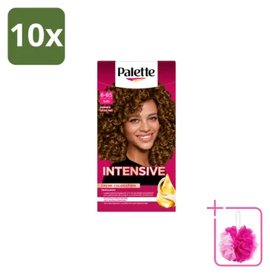 Imagen del producto de 10 tintes para el cabello Schwarzkopf Poly Palette, tono 6-65 (marrón dorado), 115 ml cada uno. Paquete económico de 10 unidades