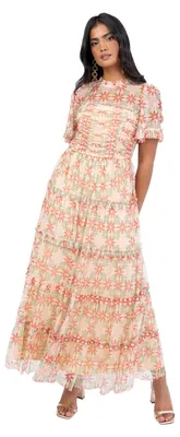 Produktbild von Anaya with Love Women's Midaxi Dress Ladies Recycled Short Sleeve High Neck Flor