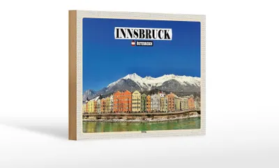Produktbild von Holzschild Reise Innsbruck Österreich Hötting Berge 18x12 cm