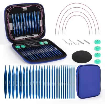 Immagine prodotto di Ferri circolari intercambiabili - Set da 3,0 a 10,0 mm - 26 pezzi - Con custodia