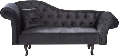 Produktbild von BELIANI Chaiselongue Schwarz Samtstoff Rechtsseitig Gesteppt mit Kissen Chesterfield Stil Retro-Design Relaxliege für Wohnzimmer Schlafzimmer Indoor