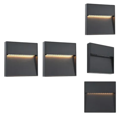 Obrázek produktu pro vidaXL Venkovní nástěnná svítidla 2 ks. LED 3W Black Square - Venkovní osvětlení