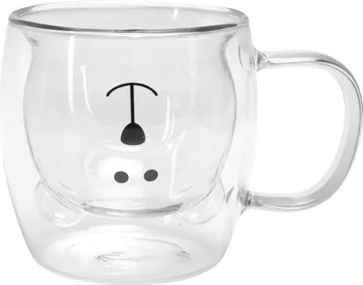 Image de 250 ml Gobelet en verre en forme d'ours, double paroi, pour eau, thé, café, lait, avec anse, transparent