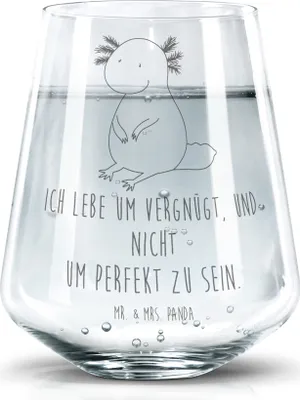 Produktbild von Mr. & Mrs. Panda Glas Axolotl Niedlich - Transparent - Geschenk, Fröhlich, Trinkgefäß, Freundin, Wasserglas, Tumbler, Weisheit, Wasserbecher, Glasbecher, Liebe