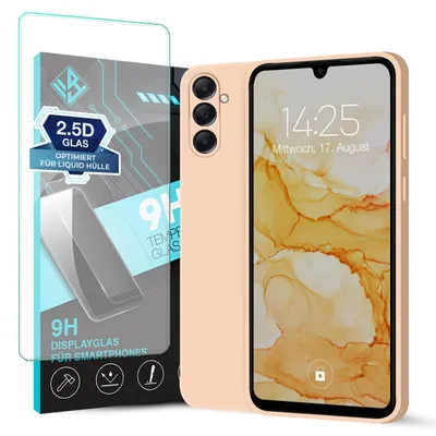 Produktbild von Hülle für Samsung Galaxy A05s mit 9H Displayglas Displayschutz Case Cover Bumper Smartphone Softgrip Schutzhülle Farbe: Rosa