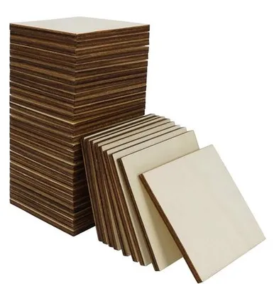 Obrázok produktu pre Uniqoos® 60 kusov štvorcových drevených dosiek, 7,5 x 7,5 cm, hrúbka 4,5 mm – nelakované, hladké, s zaoblenými hranami, ideálne na maľovanie a zdobenie