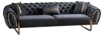 Produktbild von Schwarze Polstercouch Designer Chesterfield Wohnzimmer Polster Sofa