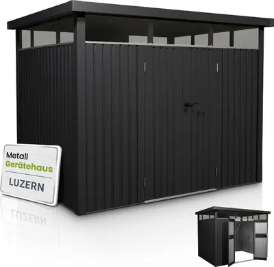 Produktbild von Juskys Metall Gerätehaus Luzern 7,8 m² - wetterfest & abschließbar - Anthrazit