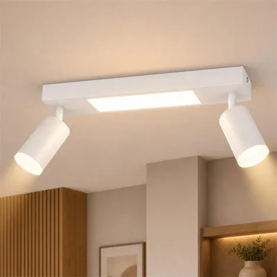 Zdjęcie produktu dla ZMH lampa sufitowa led reflektor sufitowy GU10 2 płomienie lampa sufitowa biały 3000k ciepły biały 20W lampa do sypialni obrotowy spot sufitowy 350°