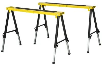 Immagine prodotto di Set di 2 supporti per sega, regolabili | Colore: giallo e nero | Dimensioni: 100x60x62-90 cm