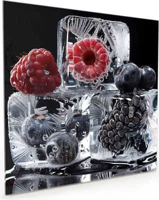 Produktbild von Küchenrückwand Spritzschutz Glas mit Motiv Gefrorene Früchte 40 x 40 cm