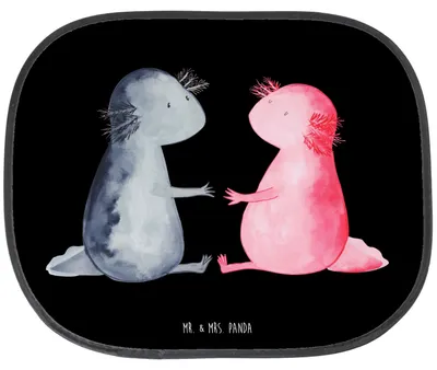 Produktbild von Mr. & Mrs. Panda Auto Sonnenblende Axolotl Liebe - Schwarz - Geschenk, Sonnenschutz für Autoscheiben, Seitenscheibe, Autoscheibe, Lurch