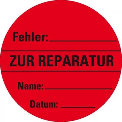 Produktbild von Dreifke® Aufkleber I Organisationsetikett Zur Reparatur, rot, Haftpapier, abl...