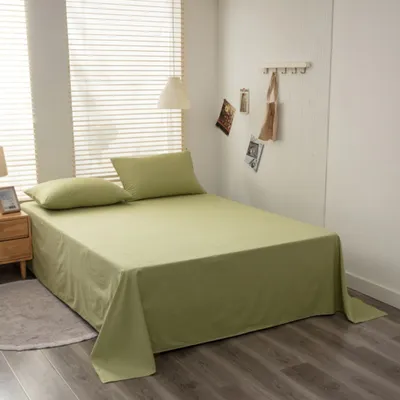 Produktbild von Baumwoll-Bettlaken In Voller Größe, Atmungsaktive Und Hautfreundliche Schlafbettlaken, Ohne Kissenbezüge (245x270cm, Olive)