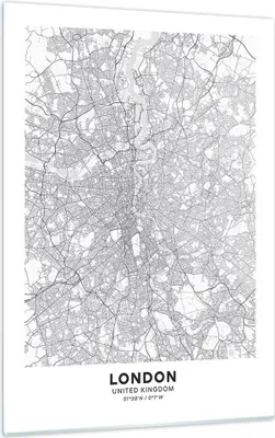 Produktbild von Bilder auf glas - Einteilig - Stadt Karte London - 50x70cm - Glasbilder - Wandbilder - Bilder - zum Aufhängen bereit - Wanddekoration aus Glas - Glas Bilder - Wandbild auf Glas - GPA50x70-4680