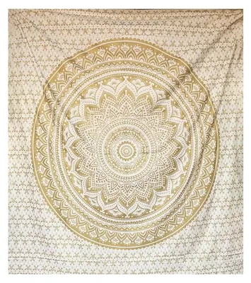 Obrázok produktu pre Nástenný gobelín 208 x 232 cm Boho Bielo-zlatá mandala