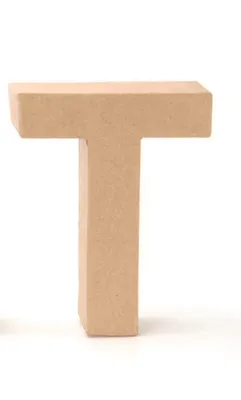 Produktbild von GLOREX 6 2029 120 - Papp - Buchstabe T, Buchstabe aus brauner Pappe, ca. 17,5 X 5,5 cm groß, zum bemalen und bekleben, für Serviettentechnik und Décop