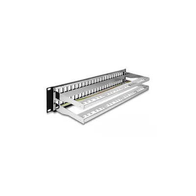 Produktbild von 19″ Keystone Patchpanel 48 Port 2 HE schwarz mit Kabelentlastung