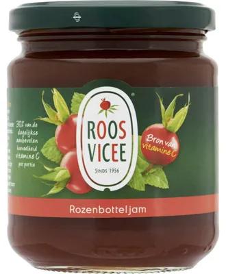 Produktbild von Roosvicee Rozenbotteljam 340g – Fruchtiger Hagebutten-Aufstrich, natürlich & ohne Zusatzstoffe
