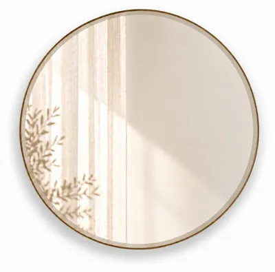 Produktbild von Indore Home - Runder Wandspiegel Bronze - Spiegel mit Facettenrand - 80 cm