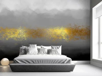 Produktbild von Vlies Fototapete Abstrakt 400x280 cm Tapeten Wandtapete XXL schwarz weiß gold wie gemalt a-A-10343-a-a