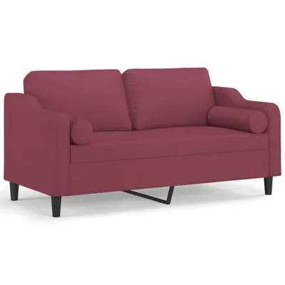 Produktbild von vidaXL 2-Sitzer-Sofa mit Zierkissen Weinrot 140 cm Stoff