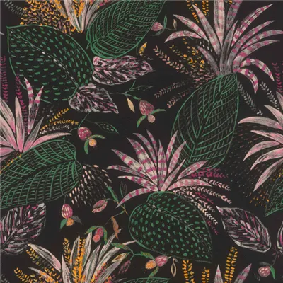 Produktbild von Vliestapete 699500 Tapete Botanical Dschungel 53 x 1005 cm Rasch Selection Rosa Grün Pink Schwarz
