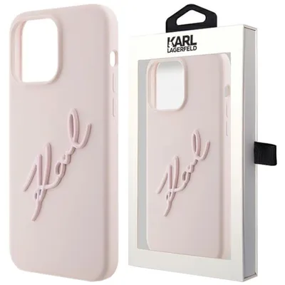 Zdjęcie produktu dla Etui Karl Lagerfeld Silicone Karl Script Na Iphone 15 Pro - Różowe
