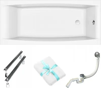 Produktbild von Cersanit | Badewanne - Wanne Rechteckig Virgo - 180x80 Cm - Ergonomische Form - Syphon Inkludiert - Verstellbare Füße