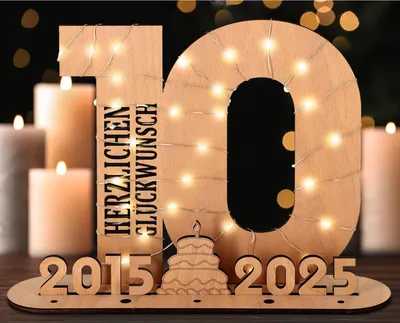 Produktbild von Personalisiertes Geldgeschenk 40 Geburtstag LED Gästebuch Holz-Schild
