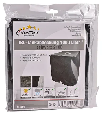Kestek IBC Abdeckung 210D für 1000 Ltr. Container, schwarz 4066986405952 409519 40595KT