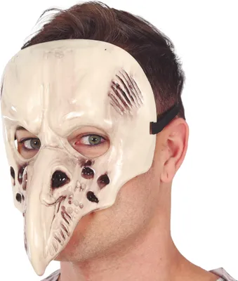 Image de Animal Squelette Masque Halloween Corbeau Tête de mort Animal Créatif Effrayant, Couleur : Beige