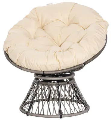 Produktbild von Outsunny Papasansessel Korbsessel mit Sitzpolster 360° drehbar Kunstrattan Beige