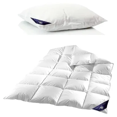 Produktbild von Daunendecke | 135x200 cm, 1200 g | GRATIS Daunenkissen 80x80, 1100 g | 100% Baumwolle | Ganzjahresdecke