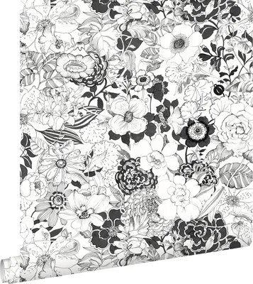 Immagine prodotto di ESTAhome carta da parati fiori nero e bianco 53 cm x 10.05 m